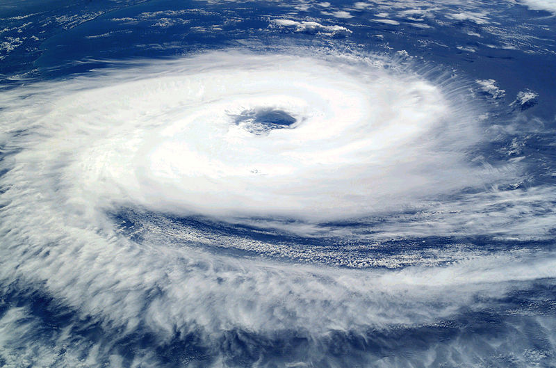 The cyclone Catarina, which made landfall in March 2004 in Brazil, was the first hurricane observed in the South Atlantic. Note the clockwise rotation. Photo courtesy NASA, from the International Space Station